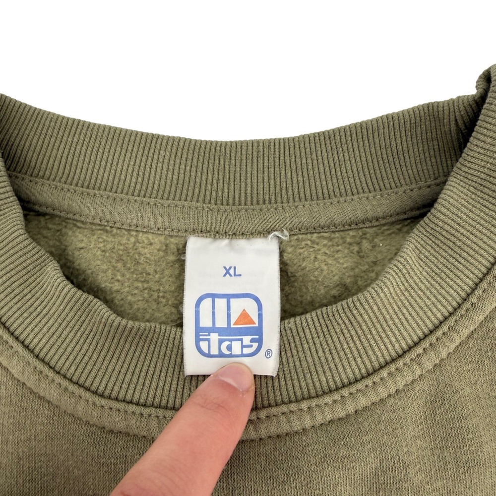 Vintage 90s Crew Neck Capri Italy Sweatshirt Olive Green Embroidered Nautical XL - Picture 8 of 9